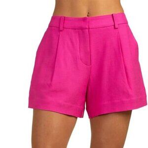 Trina Turk 'Ocotillo 2' Tailored Twill Pleated-Front Shorts, Sunset Pink